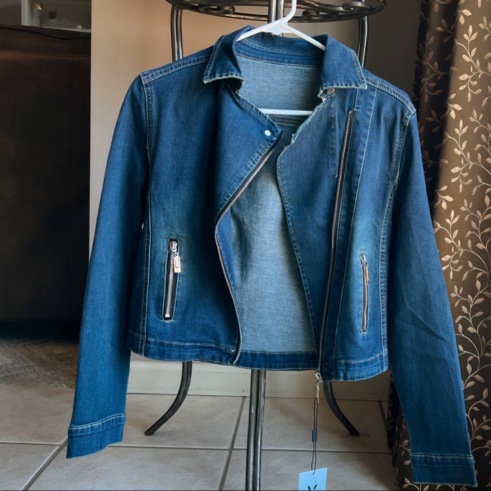 NWT Women's Biker Blue Denim Jacket